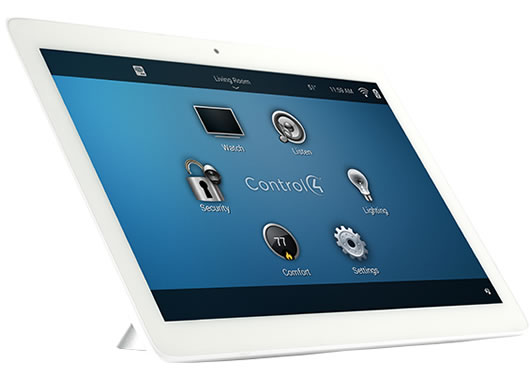 Pantalla táctil o tablet T3 de mesa con la domótica de Control4 en Bogotá, Colombia. Sortilegio Design Center SAS.